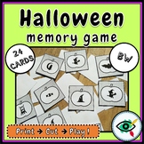 Free Halloween Memory Game For Kids in Black and White