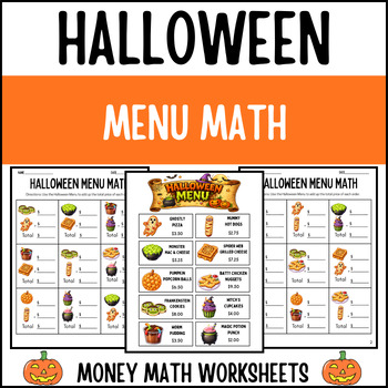 Preview of Halloween Menu Math | Money Math Worksheets | Functional Math Activity