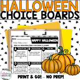Halloween Menus - Choice Boards and Activities- 3rd - 5th Grade