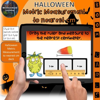 Preview of Halloween Metric Measurement Length Digital Interactive Math Boom Cards