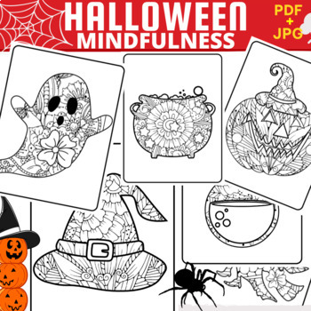 Preview of Halloween Mindfulness Coloring Pages