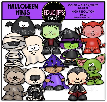 Preview of Halloween Minis Clip Art Set {Educlips Clipart}