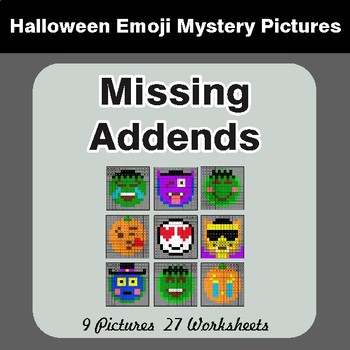 Halloween: Missing Addends - Color-By-Number Math Mystery Pictures