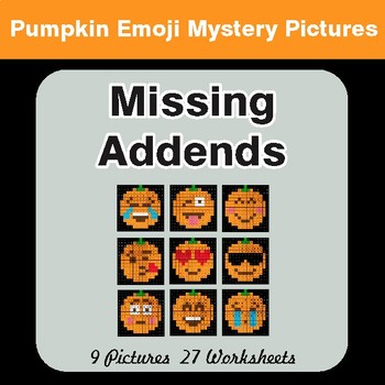 Halloween: Missing Addends - Color-By-Number Math Mystery Pictures