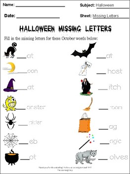 Preview of Halloween - Missing Letters Worksheet