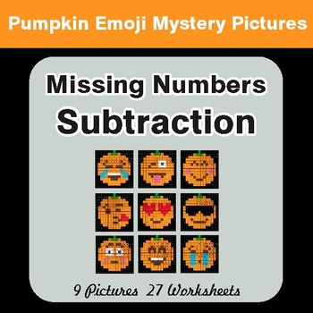 Halloween: Missing Numbers Subtraction - Color-By-Number Math Mystery Pictures