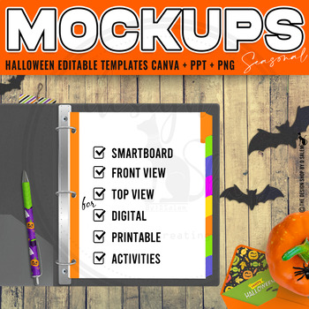 Preview of Halloween Mockups Editable Canva and PowerPoint Templates Set 5 with Smartboard