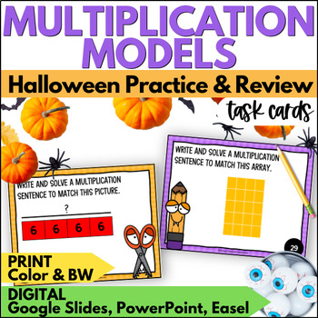 Preview of Halloween Models for Beginning Multiplication Task Cards - Practice & Review