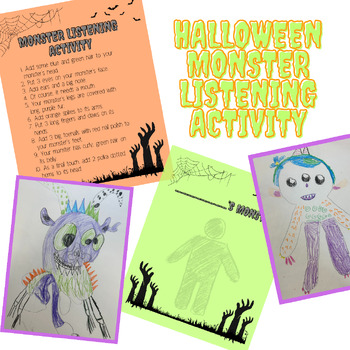 Preview of Halloween | Monster Listening Activity | Monster Drawing