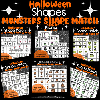 Preview of Halloween Monster Shape Match Bundle