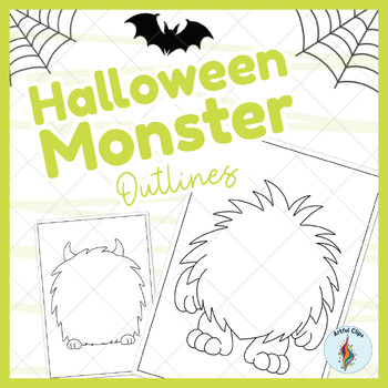 Preview of Halloween Monster Template - Large, Black and White Outlines