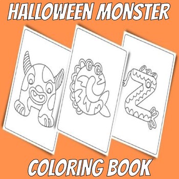 Preview of Halloween Monster coloring book For Toddlers , Preschoolers , Kindergarteners