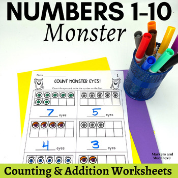 Halloween Monster or Alien Math to Ten | Ten Frame Worksheets | TPT