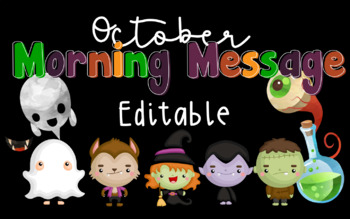 Preview of Halloween Morning Message Editable Slides