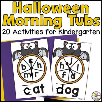 Preview of Halloween Morning Tubs for Kindergarten - October ELA & Math Morning Work Bins