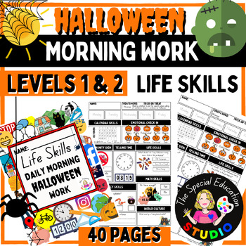 Preview of Halloween Morning Work BUNDLE Life skills Differentiated Special Education L1&L2