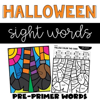 Preview of Halloween Morning Work Sight Word Coloring with Pre-primer Words Practice Review