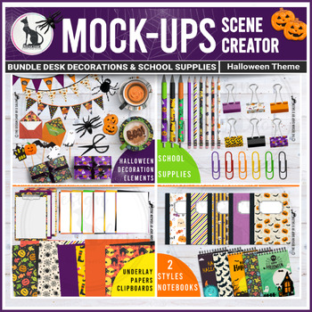 Preview of Halloween Movable Mockup School Supplies and Desk Decorations | Mini Bundle 2