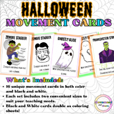Halloween Movement Cards & Coloring Sheets (Dance, PE, Bra