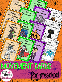 Preview of Halloween Movement Cards for Preschool and Brain Break Transition Activity