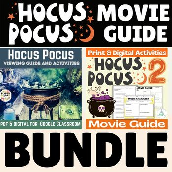 Preview of Halloween Movie Guide BUNDLE | Hocus Pocus 1 & 2 | Print & Digital Worksheets