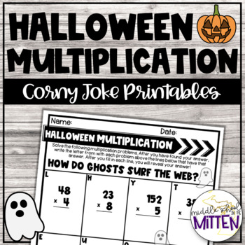Halloween Multi Digit Multiplication Corny Joke Printable Practice Pages