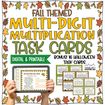 Preview of Halloween Multi-Digit Multiplication Task Cards