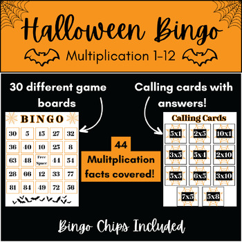 Preview of Halloween Multiplication 1-12 BINGO Game | 30 Different Game Boards!