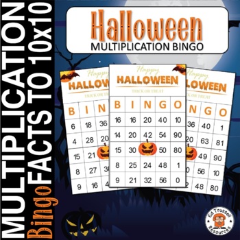 Preview of Halloween Multiplication Bingo Game Math Facts Within 100