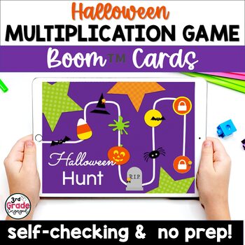 Preview of Halloween Multiplication Boom Cards Math Game Digital Task Cards