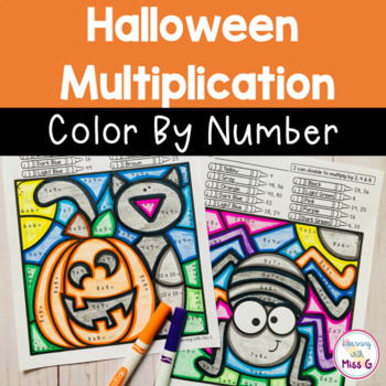 Preview of Halloween Multiplication Color By Number Worksheets - Math Coloring Pages