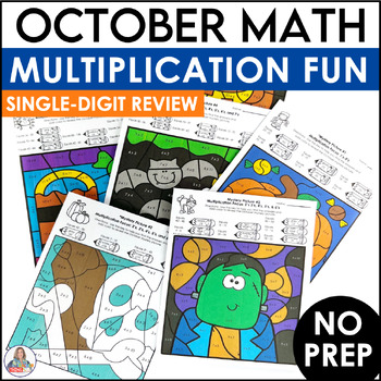 Halloween Coloring Pages - Multiplication Color By Number Worksheets