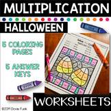 Halloween Multiplication Coloring Worksheets Solve and Color