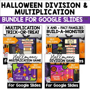 Preview of Halloween Multiplication & Division Math Activities Bundle for Google Slides ™