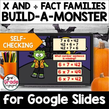 Preview of Halloween Multiplication & Division Fact Families Activity for Google Slides ™
