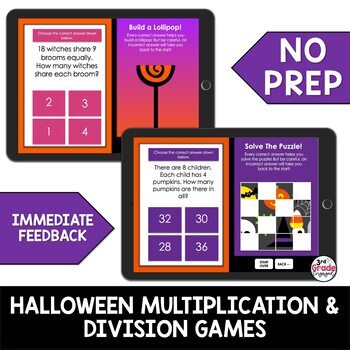 Halloween Multiplication and Division Fact Fluency Boom Cards™