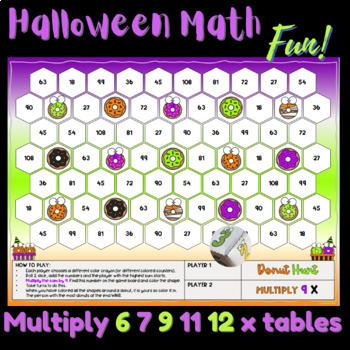 Preview of Halloween Multiplication Games - 6, 7, 9, 11, 12 Times Tables for School & Home