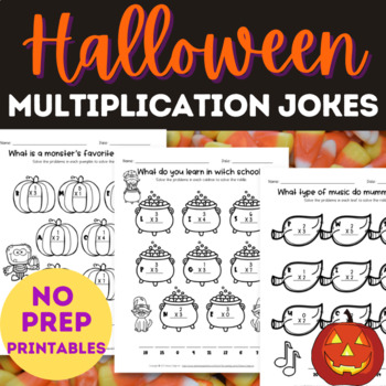 Preview of Halloween Multiplication JOKES & RIDDLES Facts x1-x12, Mixed, Chart, Autumn