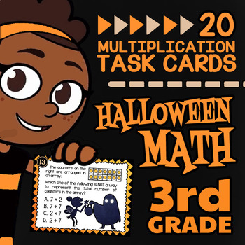 Preview of Halloween Multiplication Task Cards ★ 3rd Grade Multiplication Word Problems