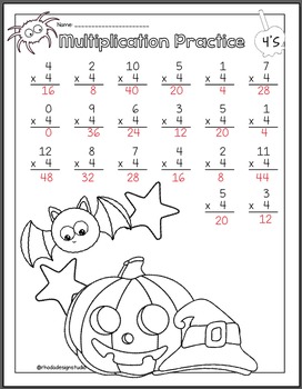 Halloween Math Multiplication Worksheets and Coloring Pages | TpT