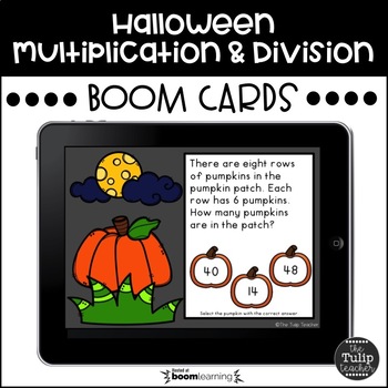 Preview of Halloween Multiplication and Division Boom Cards™ - Digital Task Cards