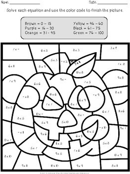 halloween multiplication and division color by number by