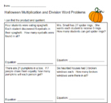 Halloween Multiplication and Division Word Problems