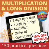 Halloween Multiplication and Long Division Boom Cards Bundle