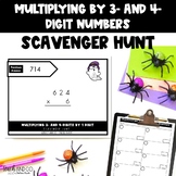 Halloween Multiply 3 and 4 Digit Numbers by 1 Scavenger Hunt