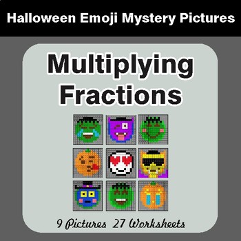 Halloween: Multiplying Fractions - Color-By-Number Math Mystery Pictures