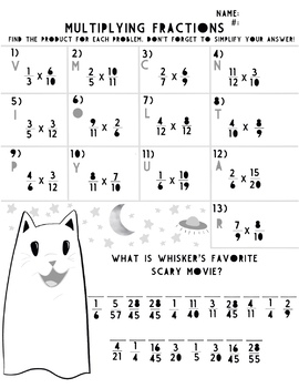 halloween multiplying fractions worksheet by garrigan math magic