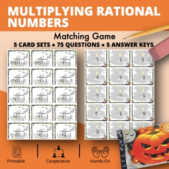 Preview of Halloween: Multiplying Rational Numbers Matching Game