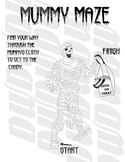 Halloween Mummy Maze and Coloring Worksheets
