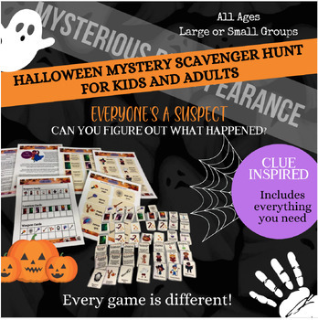Preview of Halloween Murder Mystery Scavenger Hunt Printable Game for Kids and Adults